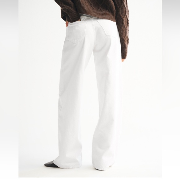 Abercrombie and Fitch High Rise Wide Leg Jean white size 32 long NWT - Picture 3 of 13